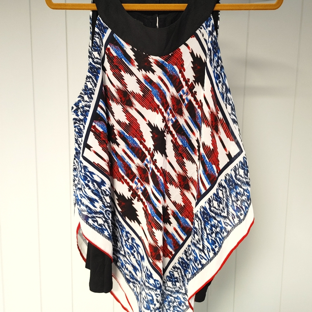 AB Studio Red White and Blue Handkerchief top